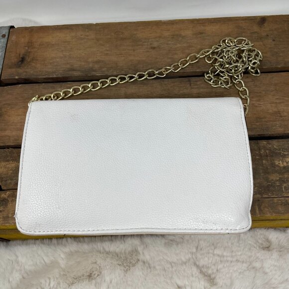 Forever 21 White Cream Colorblock Chain Purse Bag Gold Tone Hardware - Picture 3 of 8
